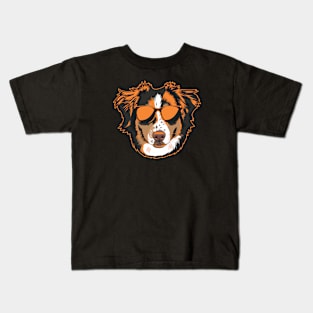 Miniature American Shepherd Orange Neon Vibes Kids T-Shirt